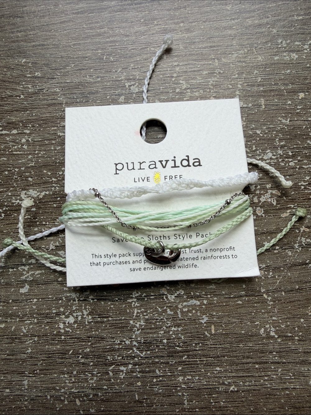 Pura Vida Mint & White Layered Sloth Charm Bracelet Set